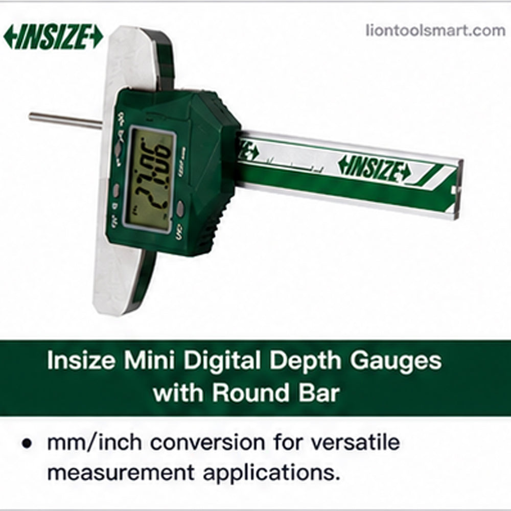 Insize Mini Digital Depth Gauges with Round Bar 0-150mm/0-6Inch 1140-150 | Precision Electronic Measuring Tool