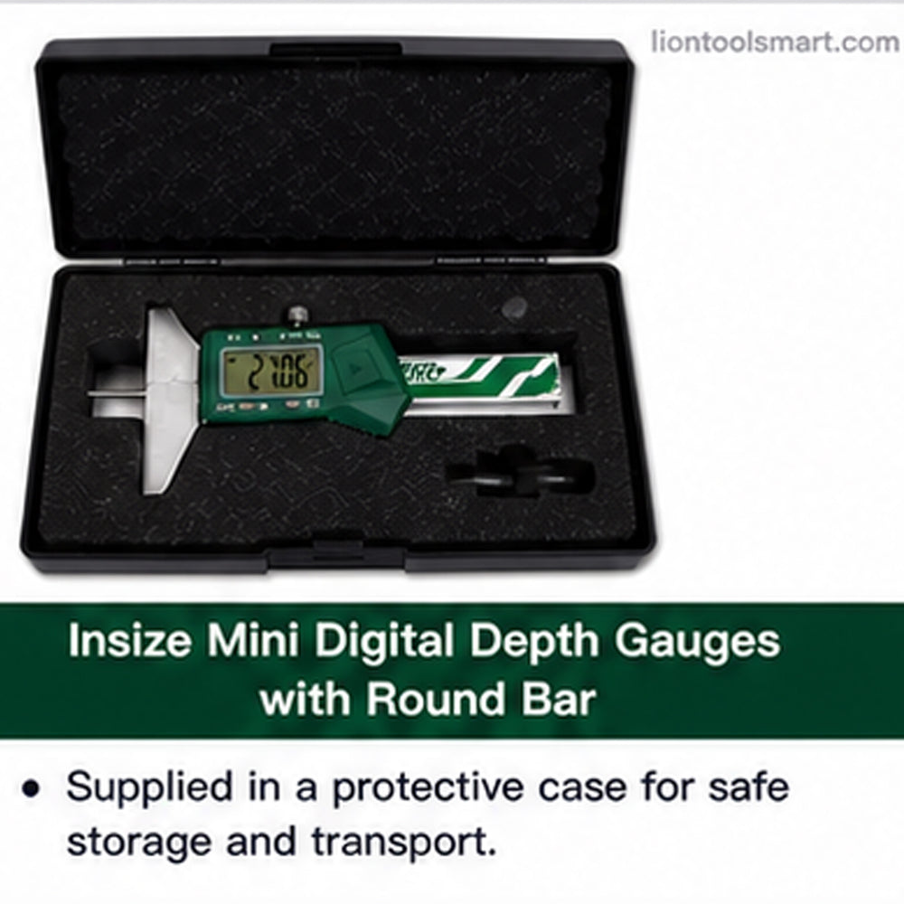 Insize Mini Digital Depth Gauges with Round Bar 0-50mm/0-2Inch 1140-50WL | Precision Electronic Measuring Tool