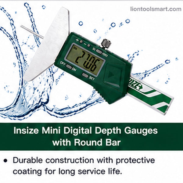 Insize Mini Digital Depth Gauges with Round Bar 0-150mm/0-6Inch 1140-150WL | Precision Electronic Measuring Tool