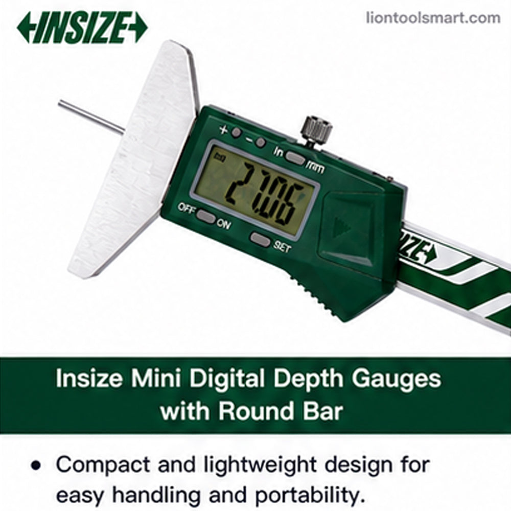 Insize Mini Digital Depth Gauges with Round Bar 0-150mm/0-6Inch 1140-150WL | Precision Electronic Measuring Tool