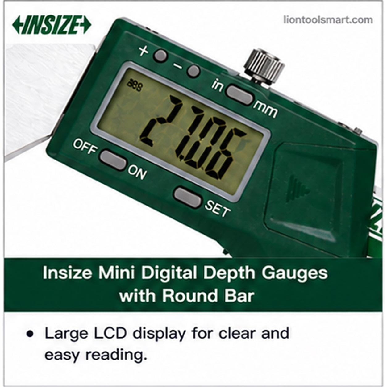 Insize Mini Digital Depth Gauges with Round Bar 0-25mm/0-1Inch 1140-25 | Precision Electronic Measuring Tool