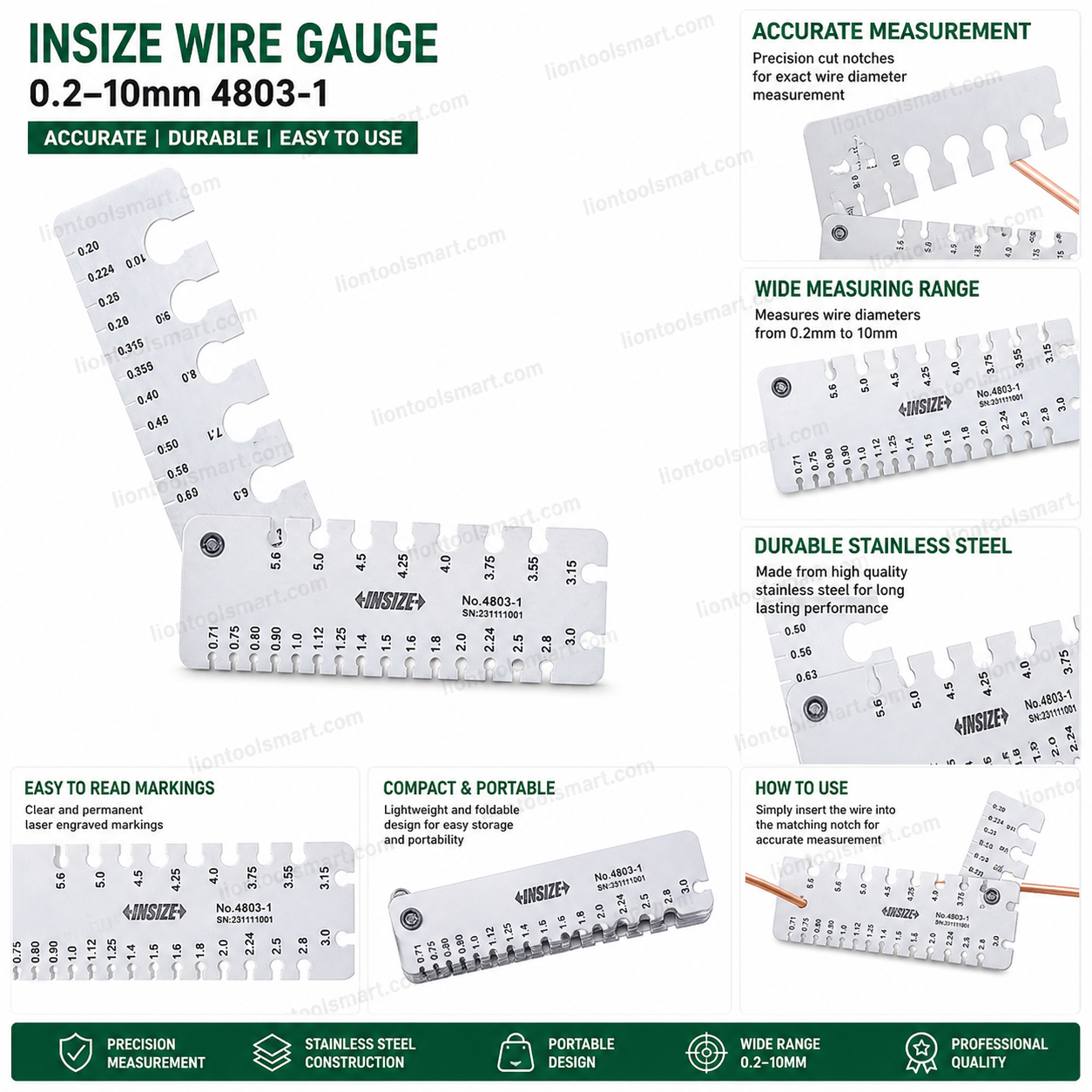 Wire Measuring Instruments Buy Insize Wire Gauge 0.2–10mm 4803-1 Precision Measuring Tool Online ...