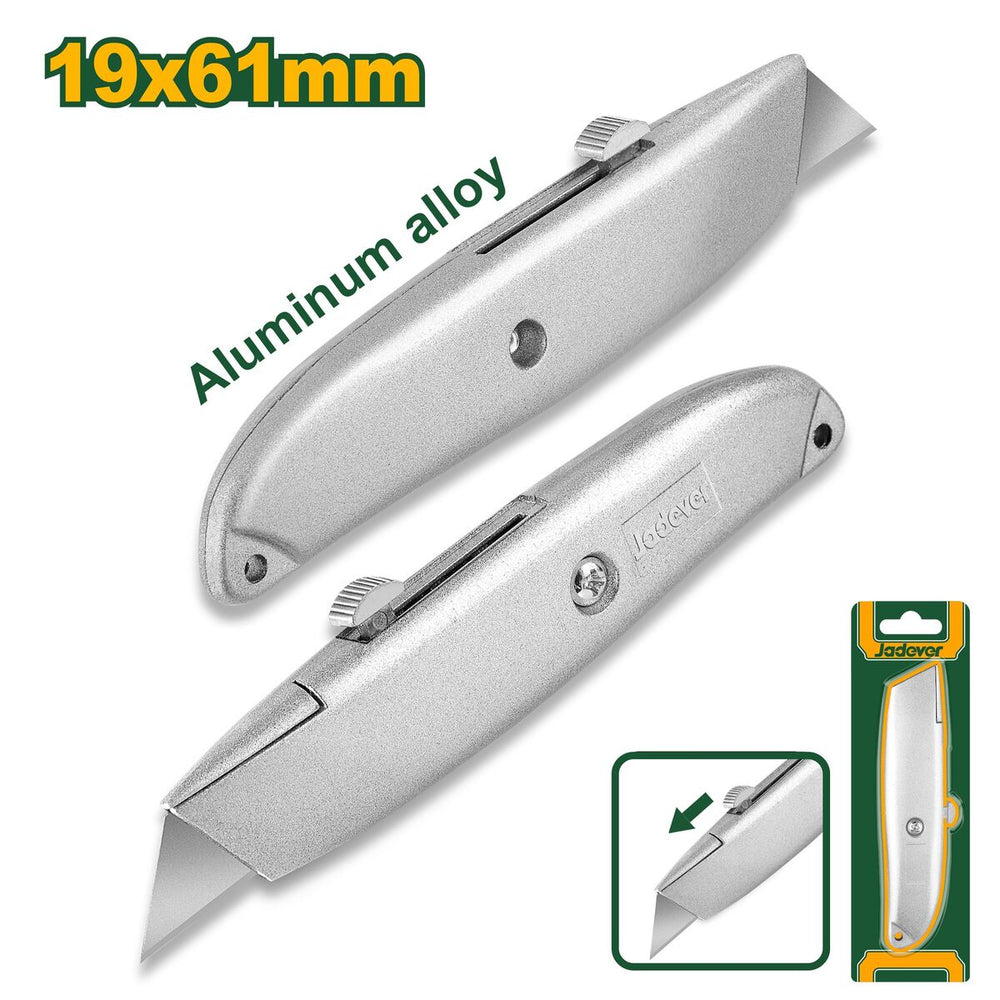 Jadever 150mm Utility Knife JDSK6661 | Aluminium Alloy Body with Auto-Lock Mechanism &amp; 61×19×0.6mm Blade