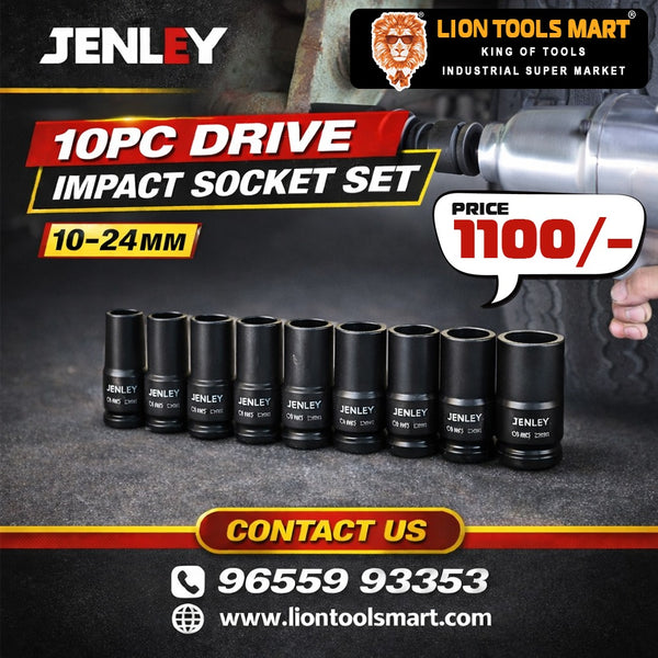 JENLEY 10Pc Deep Impact Socket Set 10-24mm CR-MO | Lion Tools Mart