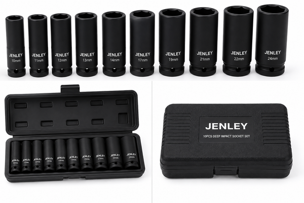 JENLEY 10-Piece Deep Impact Socket Set (10–24mm) – the perfect companion for impact wrenches