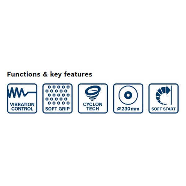 BOSCH ANGLE GRINDER GWS 24-230 JZ CYCLONE TECH ENABLED 2400W 9INCH