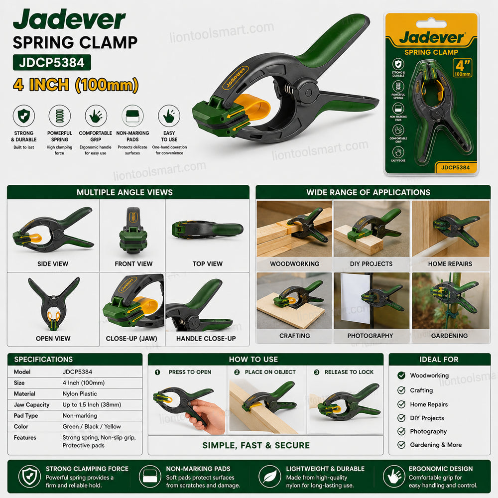 Jadever 4 Inch Spring Clamp JDCP5384 | Heavy Duty Quick Grip Plastic Clamp