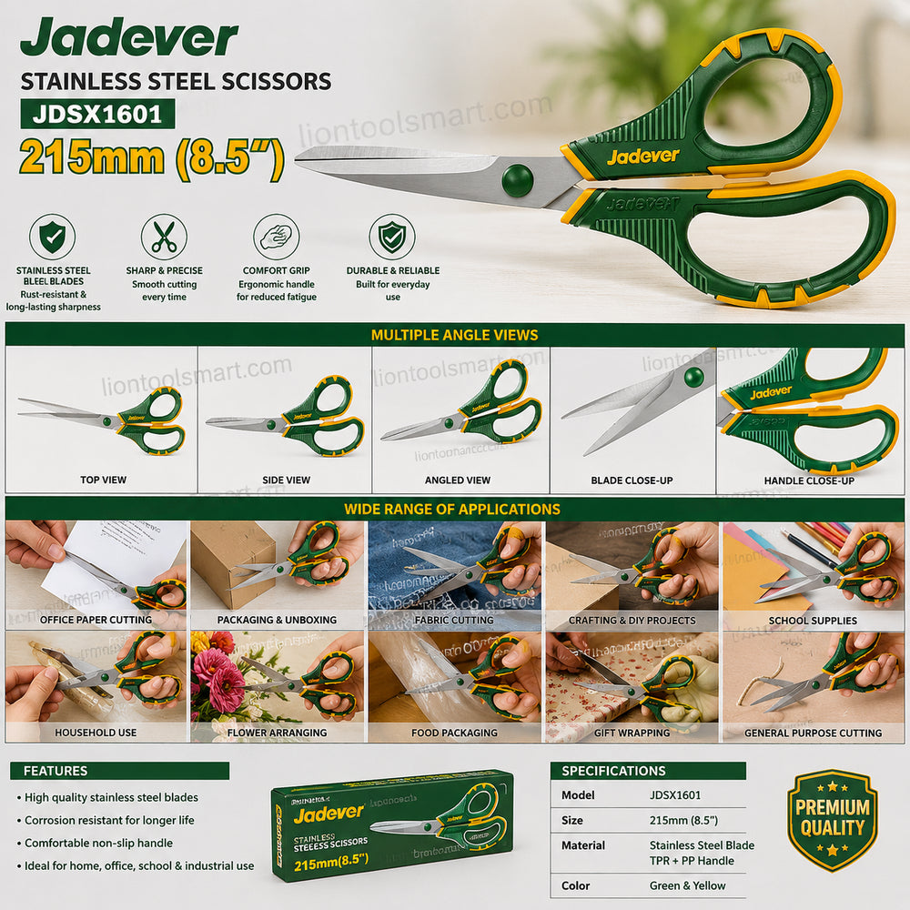 Jadever 8.5 Inch Stainless Steel Scissors JDSX1601 | Multipurpose Heavy Duty Cutting Scissors