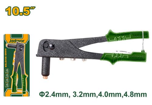 Jadever 10.5 Inch Hand Riveter JDHR1610 | Heavy Duty Manual Pop Rivet Gun | 2.4mm to 4.8mm Rivet Tool
