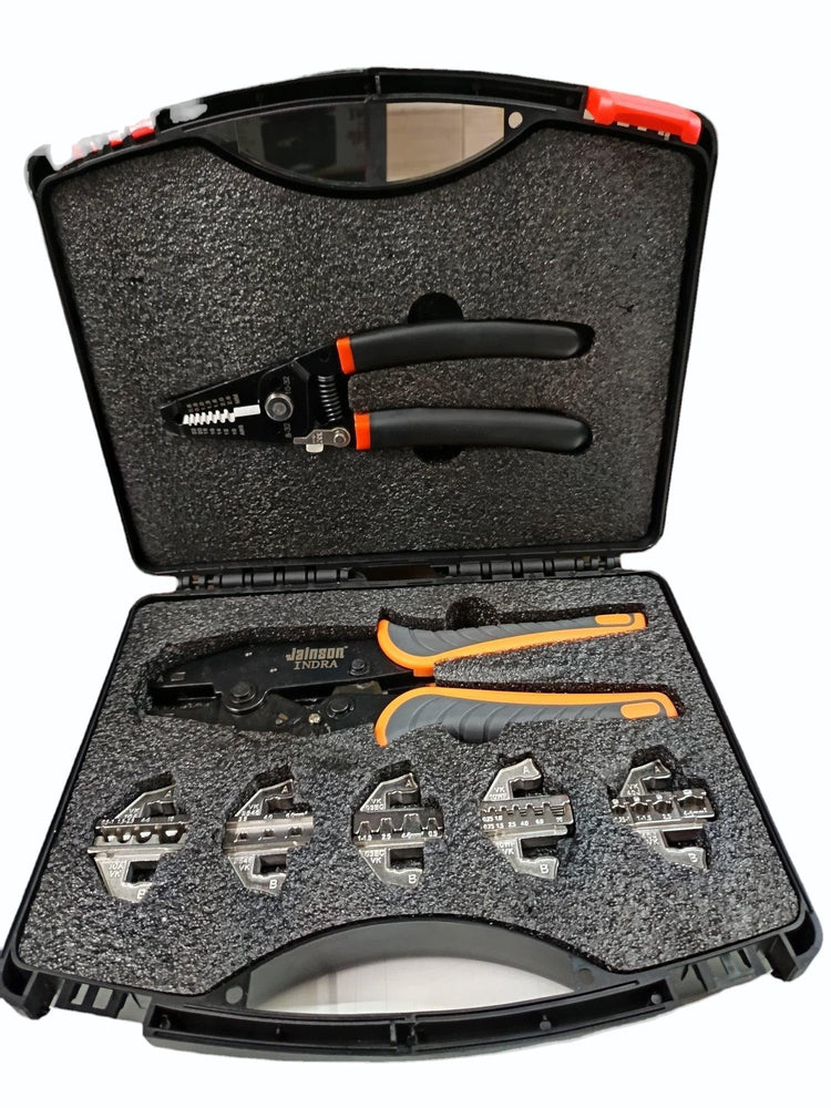 JAINSON INDRA 7 IN 1 CRIMPING TOOL SET |WIRE STRIPPER & CUTTER, CRIMPING TOOL, CRIMPING DIE, KIT BOX