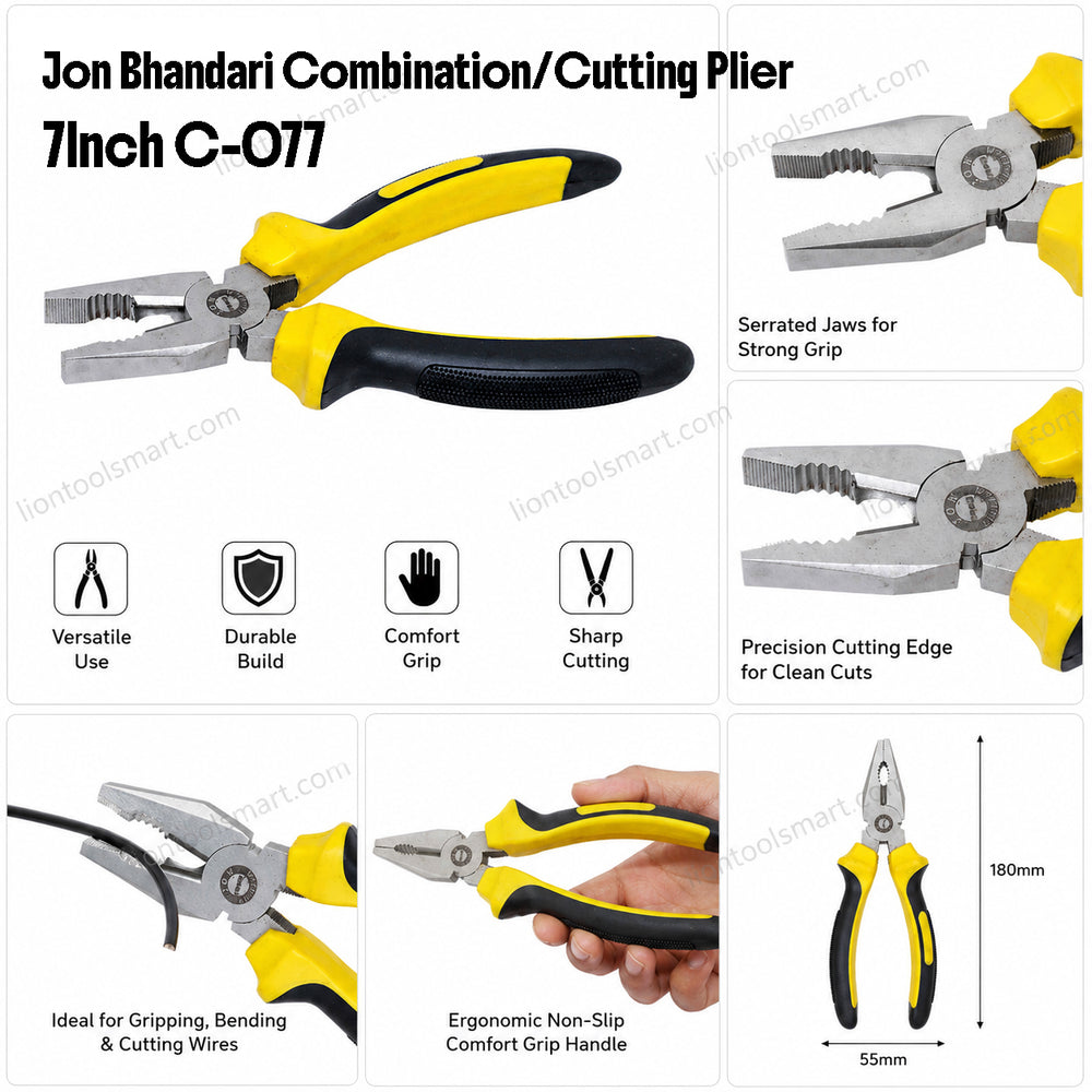 Jon Bhandari Combination/Cutting Plier 7Inch C-077 | Wire Cutting Plier