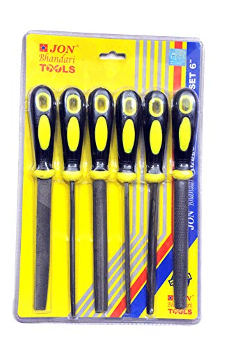 Jon Bhandari File Set 6Pcs with Handle 6Inch F-001 | Precision Hand File Set