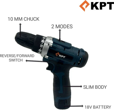 Kpt, Kpt KDD18V, Kpt Cordless Screwdriver, Kpt Cordless Drill, KDD18V, 18V Cordless Drill, 10mm Cordless Drill, 18V Screwdriver, Cordless Drill Driver, Li-Ion Cordless Drill, 1350 RPM Drill, 15+1 Torque Drill, Battery Drill Machine, Professional Cordless Drill, Woodworking Drill, Metal Drilling Machine, Furniture Assembly Tool, Construction Drill, Workshop Drill, Power Tool, Cordless Power Tool, Screwdriver Drill Machine, Lion Tools Mart