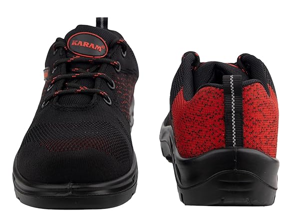 Karam Flytex Red and Black Sporty Safety Shoes FS215 | Industrial Safety Purpose