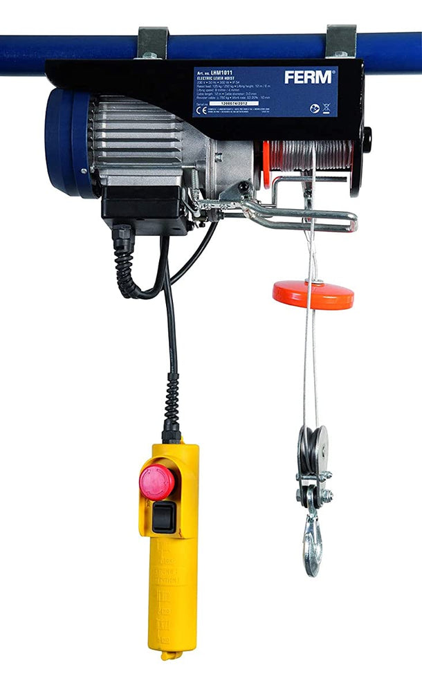 Ferm LHM1011 Electric Lever Hoist 500W, Max. Lifting Height 12Mtr, Max. Lifting Cap. 250Kg
