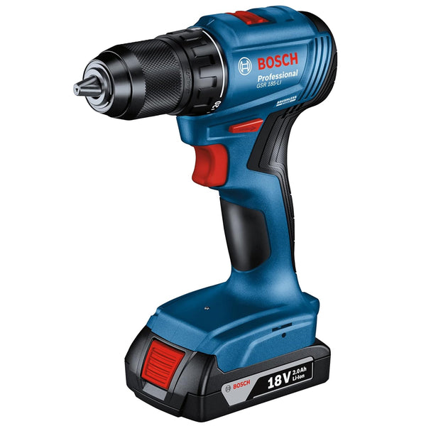BOSCH CORDLESS DRILL KIT GSR 185LI 13MM 18V