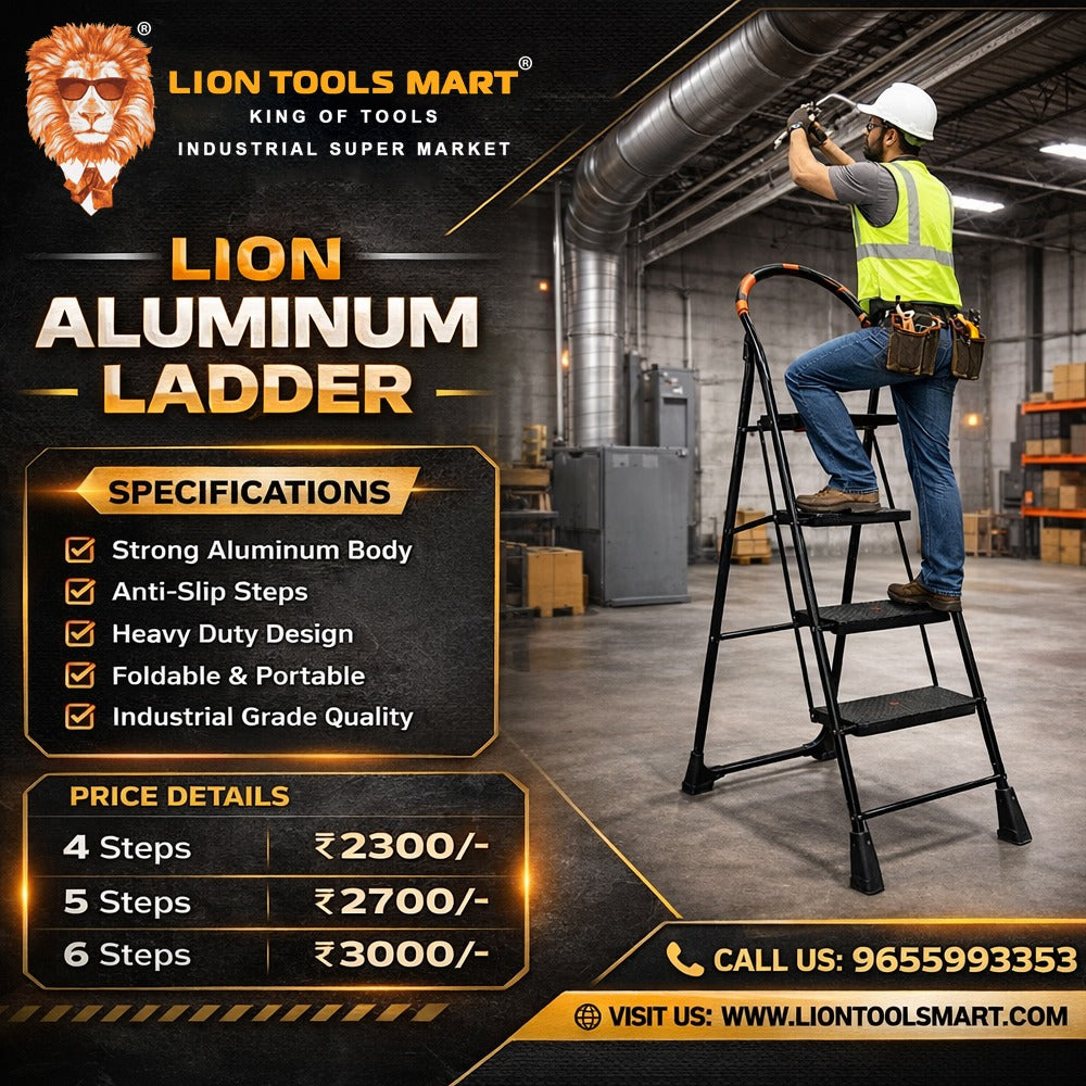 LION Aluminum Ladder | Heavy Duty Foldable Step Ladder | 4, 5 & 6 Steps