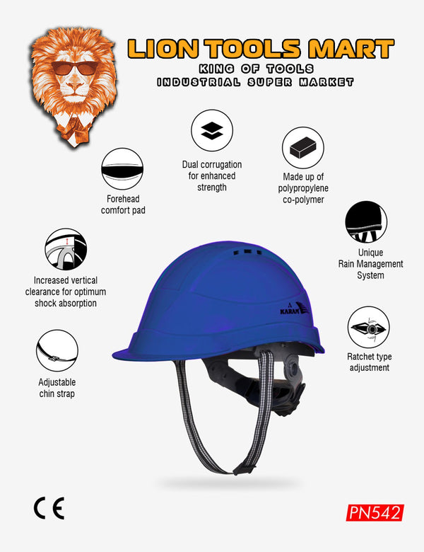 Karam Shelblast Safety Helmet with Protective Peak with Ratchet Type Adjustment and Ventilators PN542 | Head Protection