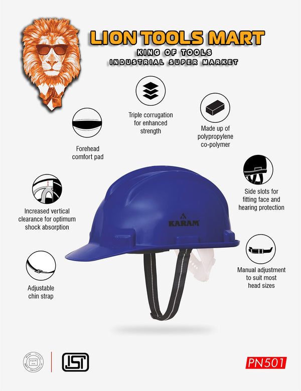 Karam Shelmet Safety Helmet with Protective Peak with Nape Type Adjustment, PN501 | Head Protection