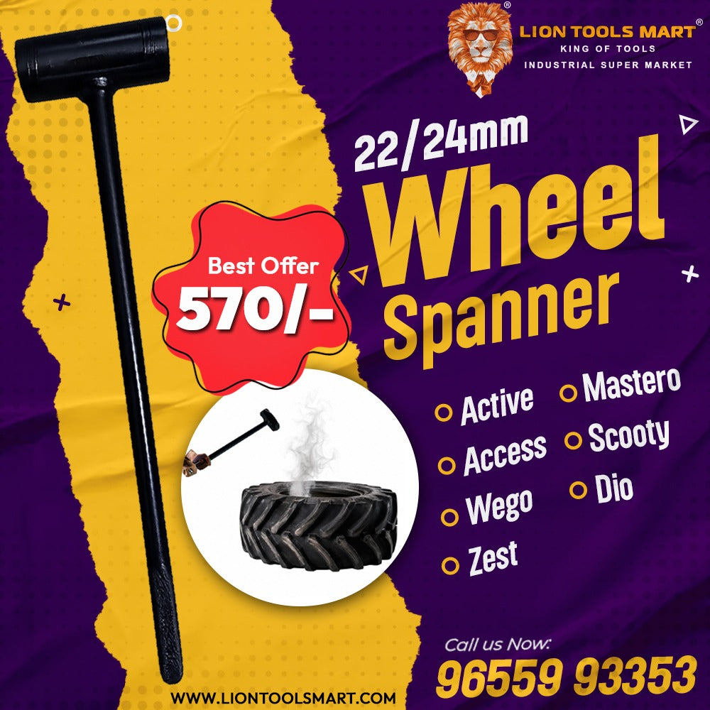 Lion 22/24mm Wheel Spanner | Heavy Duty L-Type Wheel Nut Wrench for Scooter & Motorcycle