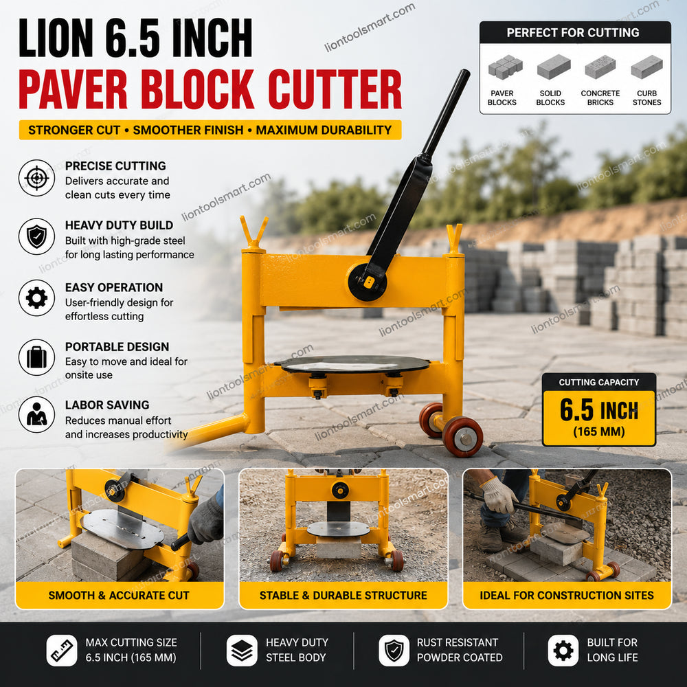 Lion 6.5 Inch Paver Block Cutter | Heavy Duty Concrete & Paving Block Cutting Tool