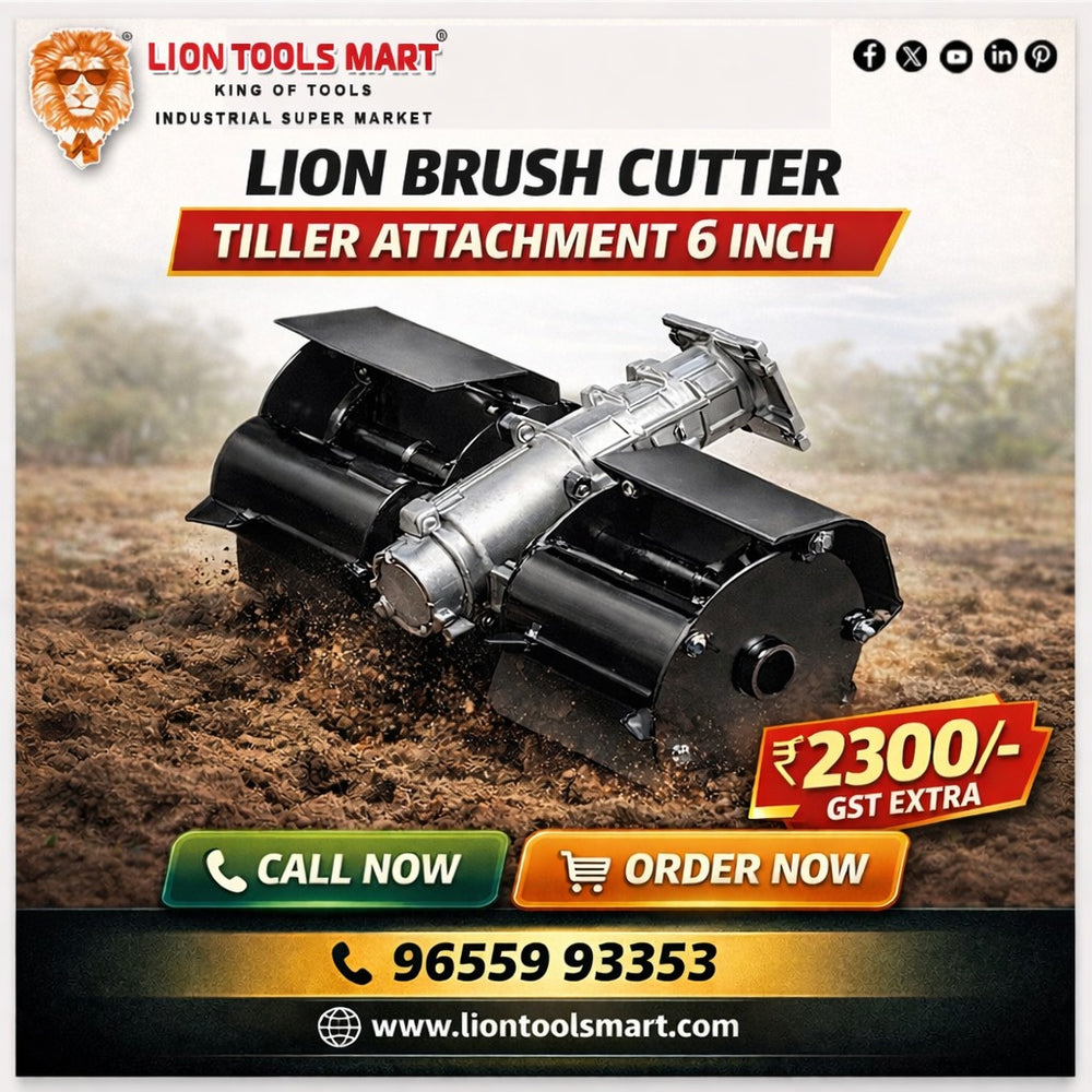 Lion Brush Cutter Tiller Attachment (6-Inch) – Heavy Duty Weeder & Cultivator