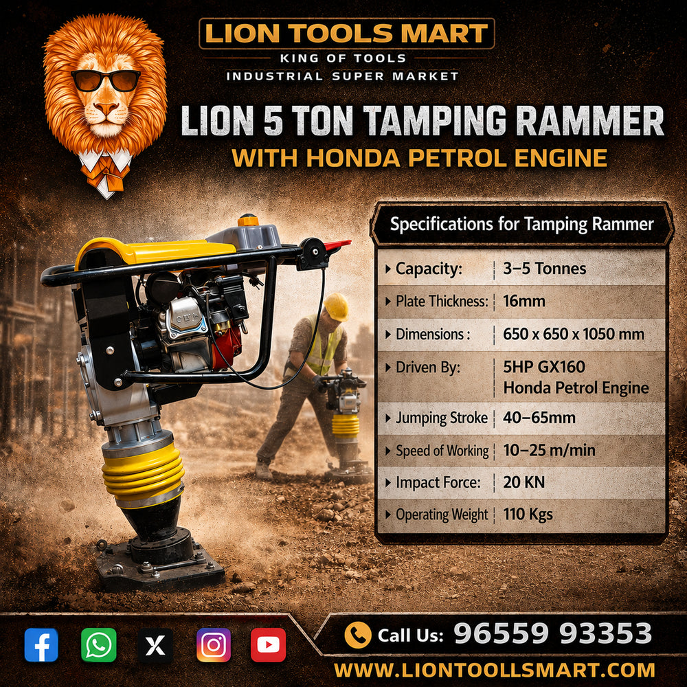 Lion Tamping Rammer with GX160 Honda 4.8HP Petrol Engine | Professional Soil Compaction Machine