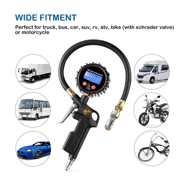MHR Digital Type Tyre Inflator MHR-DBI001 Metro – Portable Automatic Car Air Compressor with Digital Display