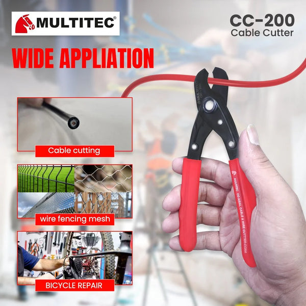 Multitec, Multitec CC-200, Cable Cutter, 200mm Cable Cutter, 8 Inch Cable Cutter, Copper Cable Cutter, Aluminium Cable Cutter, Electrical Cable Cutter, Industrial Cable Cutter, Bypass Cable Cutter, PVC Grip Cable Cutter, Electrician Hand Tools, Workshop Tools, Maintenance Tools, Automotive Wiring Tools, Professional Cable Cutter, Electrical Tools, Lion Tools Mart