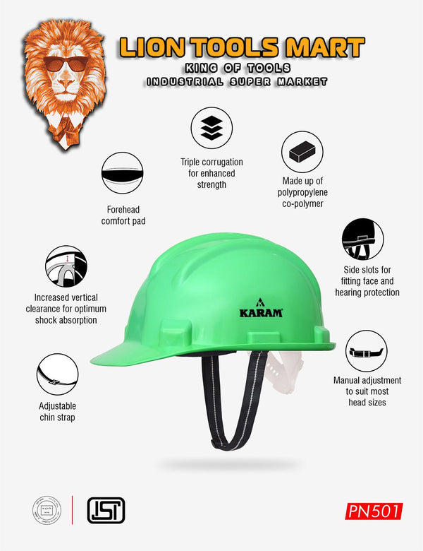 Karam Shelmet Safety Helmet with Protective Peak with Nape Type Adjustment, PN501 | Head Protection