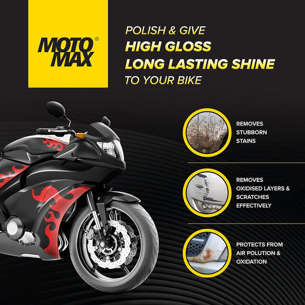Motomax Bike Liquid Polish (100ml) | Rubbing Cum Polish for Instant High Gloss & Protection