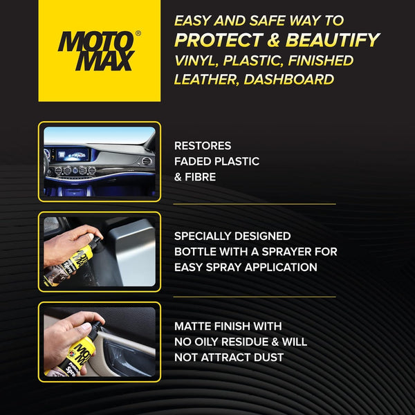 Motomax, Motomax Protectant Spray, 100ml Protectant Spray, Car Protectant Spray, Automotive Protectant, Dashboard Protectant, Dashboard Spray, Car Dashboard Polish, Plastic Protectant, Plastic Shine Spray, Vinyl Protectant, Rubber Protectant, Car Interior Protectant, Interior Trim Protectant, Car Care Product, Automotive Detailing Spray, Car Detailing Product, Car Interior Care, Bike Protectant Spray, Motorcycle Care Product, Vehicle Protectant, Car Polish Spray, Motomax Car Care
