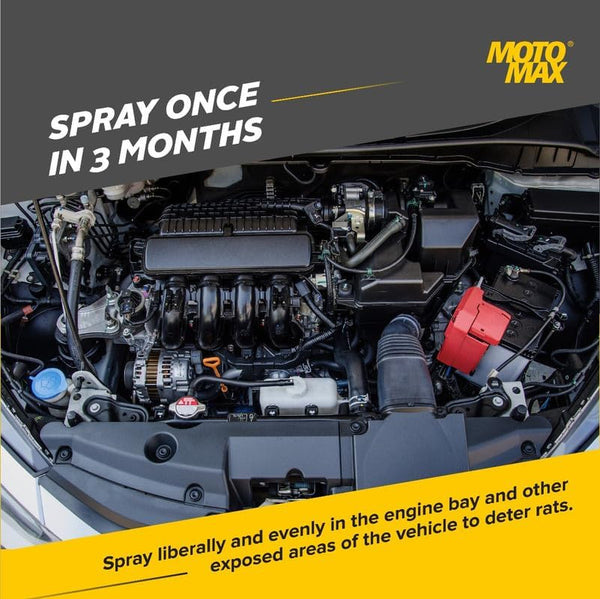 Motomax Rat Repellent Spray 100ml | Car Engine Protection, Wiring Harness Safety & Rodent Prevention Applications
