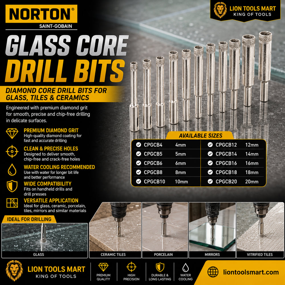 Norton Glass Core Drills | Diamond Core Drill Bits for Glass, Tiles & Ceramics
