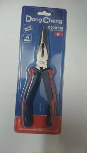 DONGCHENG Long Nose Pliers 6 Inch (160 mm) – 62 HRC High Hardness Needle Nose Pliers with Two-Color Handle