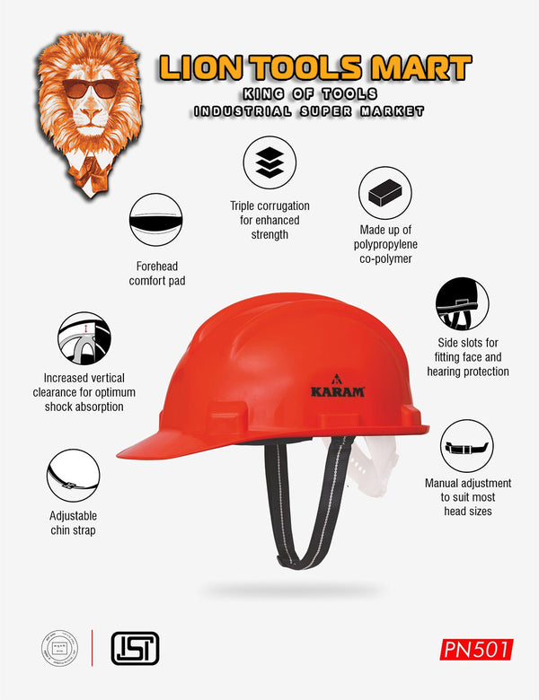 Karam Shelmet Safety Helmet with Protective Peak with Nape Type Adjustment, PN501 | Head Protection