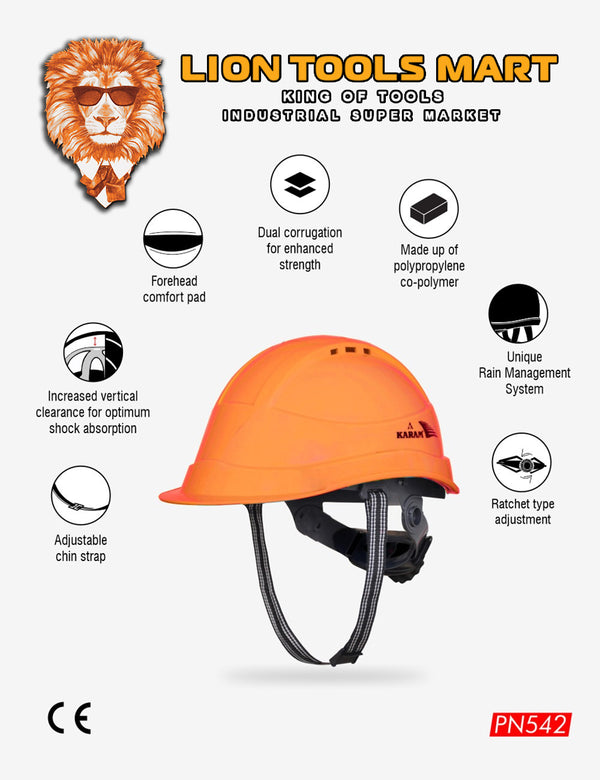 Karam Shelblast Safety Helmet with Protective Peak with Ratchet Type Adjustment and Ventilators PN542 | Head Protection