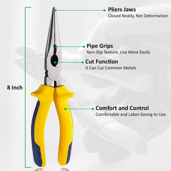 TATA PLN002 Long Nose Plier 8 Inch / 200mm | Heavy Duty Needle Nose Plier