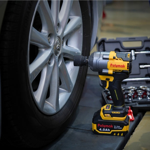 Polymak Cordless Impact Wrench Brushless 18V 1/2 Inch Drive PM-CIW-18V-2BL For Automotive, Industrial & Construction Applications