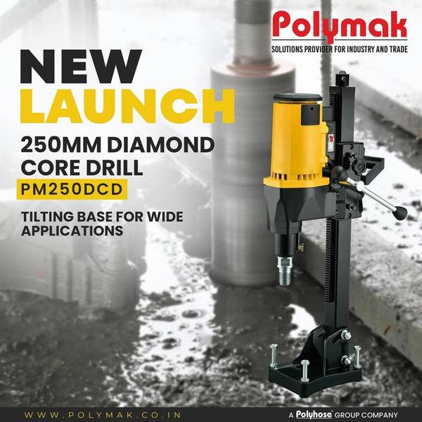 Polymak Diamond Core Drill 3200W 250mm PM250DCD | Concrete, RCC, Stone & Construction Drilling Applications