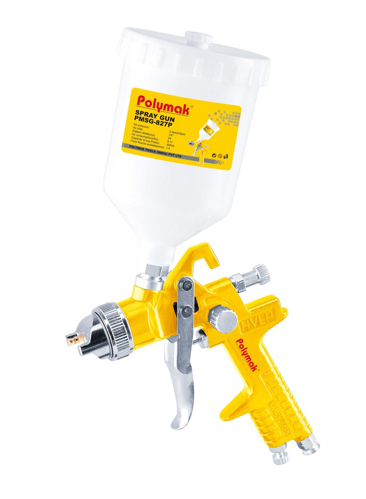 Polymak HVLP Paint Spray Gun 600ml 43 PSI PMSG-827P | Automotive Painting, Furniture Finishing & Industrial Coating Applications