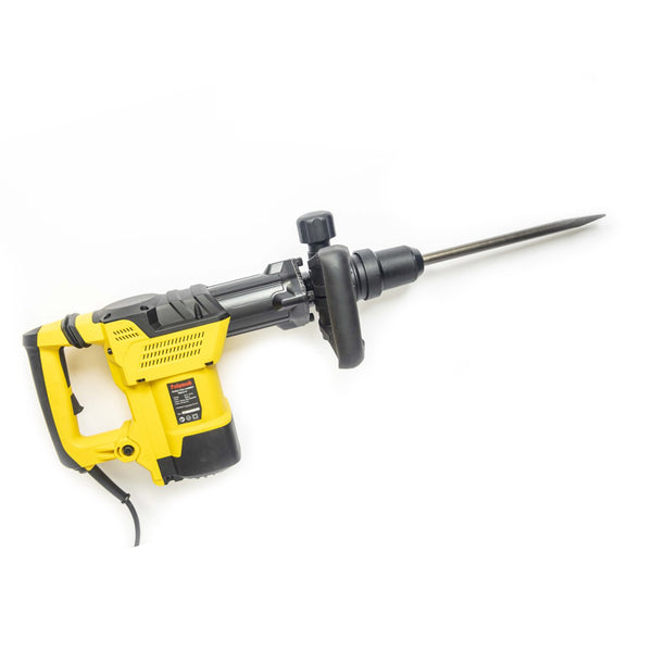 Polymak PMDH11P 1500W 11Kg Demolition Hammer with 28J impact energy, SDS Max shank, and 1,000–1,900 BPM. Ideal for concrete breaking, masonry demolition, road repair, and heavy-duty construction work.