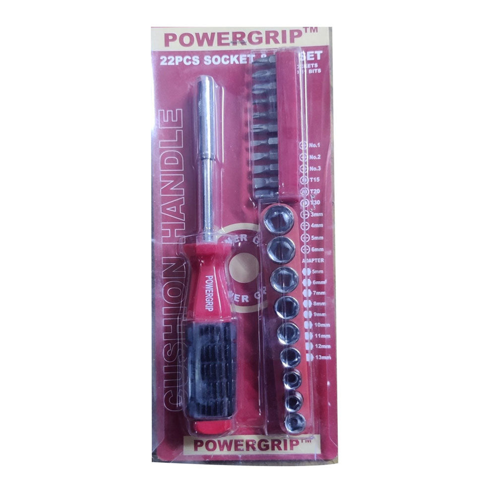 POWER GRIP 22 PCS SOCKET & BIT SET PG-22R ROUND TYPE