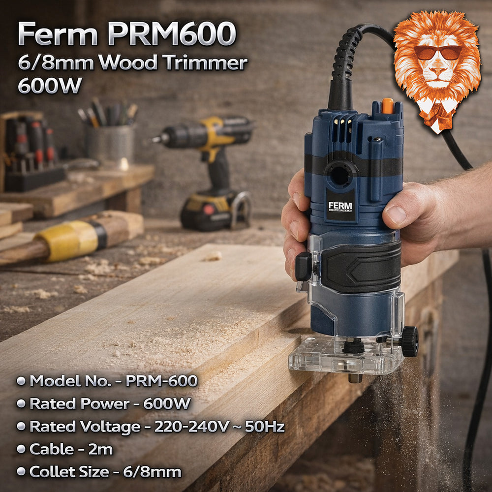 Ferm PRM600 6/8mm Wood Trimmer/Router 600W