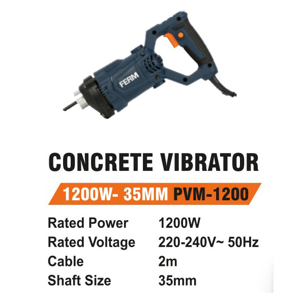 Ferm PVM1200 Concrete Vibrator with 3M Shaft