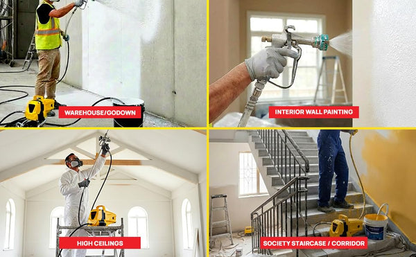 Polymak PM-APS-1.5L 1010W Airless Paint Sprayer with 3000 PSI pressure, 1.5 L/min flow rate, 515 nozzle, and 10m high-pressure hose. Ideal for interior, exterior, industrial, and commercial painting.