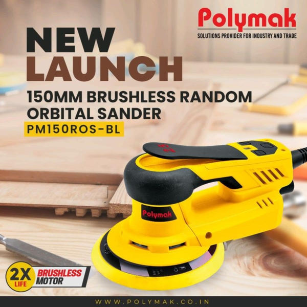 Polymak Brushless Orbital Sander 350W 150mm PM150ROS-BL | Wood Sanding, Surface Finishing, Automotive & Furniture Applications