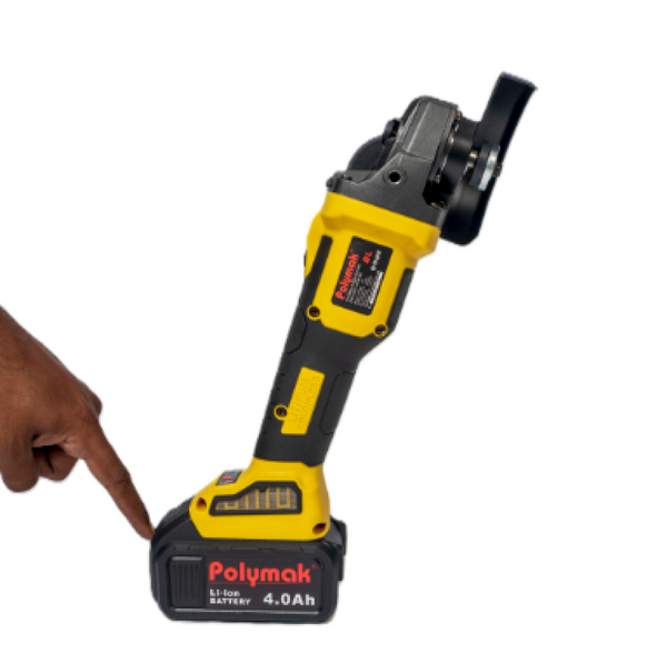Polymak Cordless Angle Grinder Brushless 18V 100mm PM-CAG-18VB-2B | Metal Cutting, Grinding, Fabrication & Construction Applications