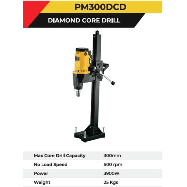 Polymak Diamond Core Drill 3900W 300mm PM300DCD | Concrete, RCC, Stone & Construction Drilling Applications
