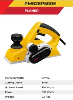 Polymak Electric Planer 500W 82mm PM82EP500E | Woodworking, Furniture Making & Surface Finishing Applications